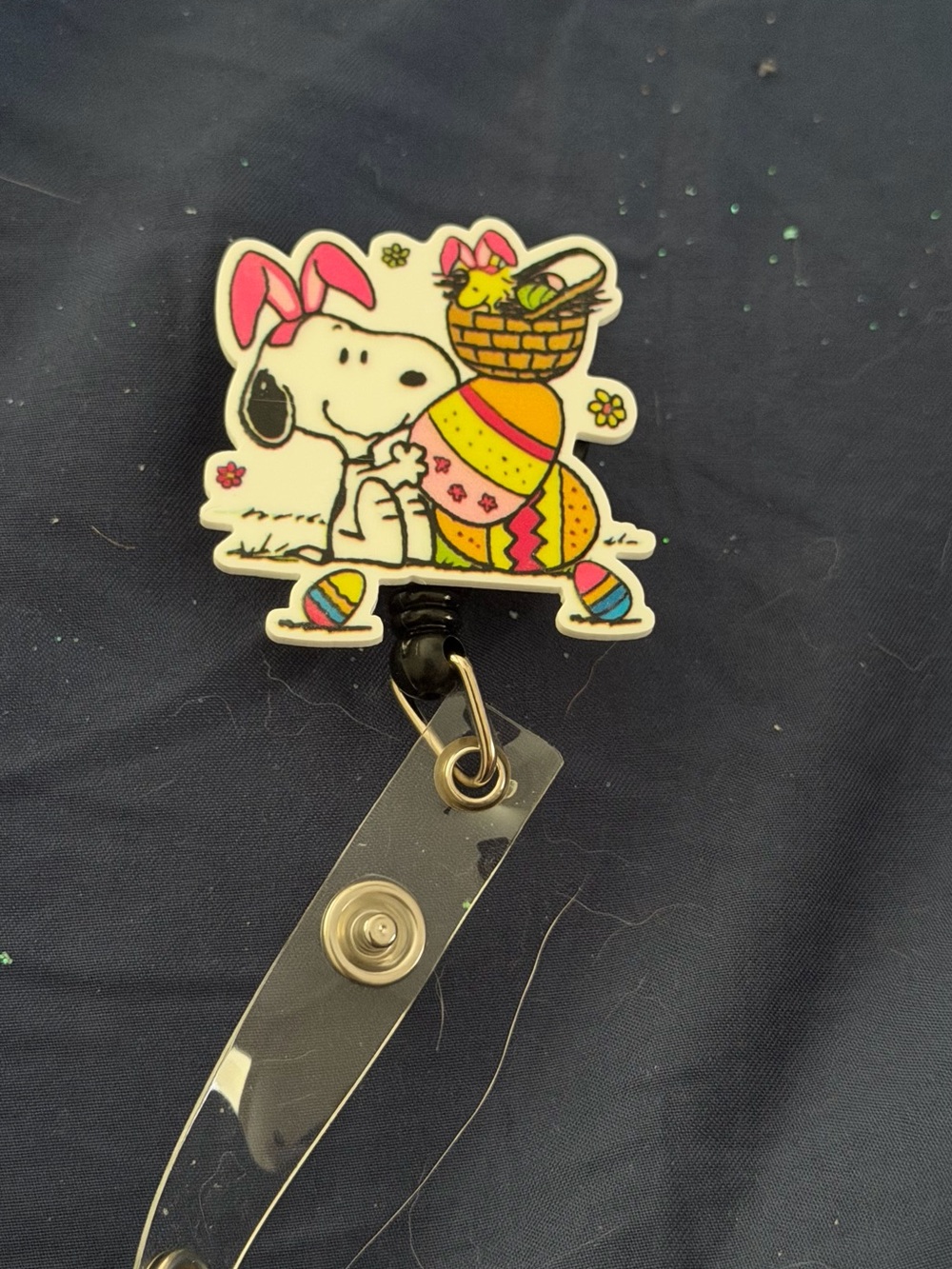Snoopy Easter Badge Reel with Pink Accents